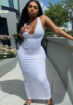 Women's U-Neck Halter Neck Tight Fitting Dress