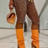 Women trendy stretchy animal print cropped pants