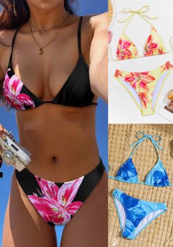 Printed Bikini Tie Triangle Sexy Two-Piece Swimsuit