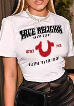 Women Letter Printed Short-sleeved T-shirt