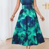 Summer Women's Elegant Fashion Gradient Print Halter Neck Dress