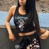 Women Trendy Street Sports Print Top and ShortsTwo Piece Set