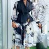 Plus Size Women's Elegant African Print Autumn/Winter Chic Color Block Midi Dress