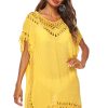 Women's V-Neck Cover-Up Sexy Hollow Out Loose Beach Dress