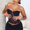 See Through strapless Top Mini Skirt Two Piece Set